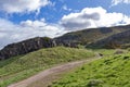 A hillwalking route up to ArthurÃ¢â¬â¢s Seat, the highest point in Edinburgh located at Holyrood Park, Scotland, UK